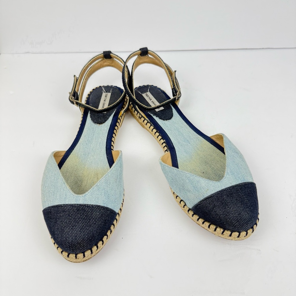 Tabitha Simmons Jean Espadrilles Size 38.5 Made In Spain GUC